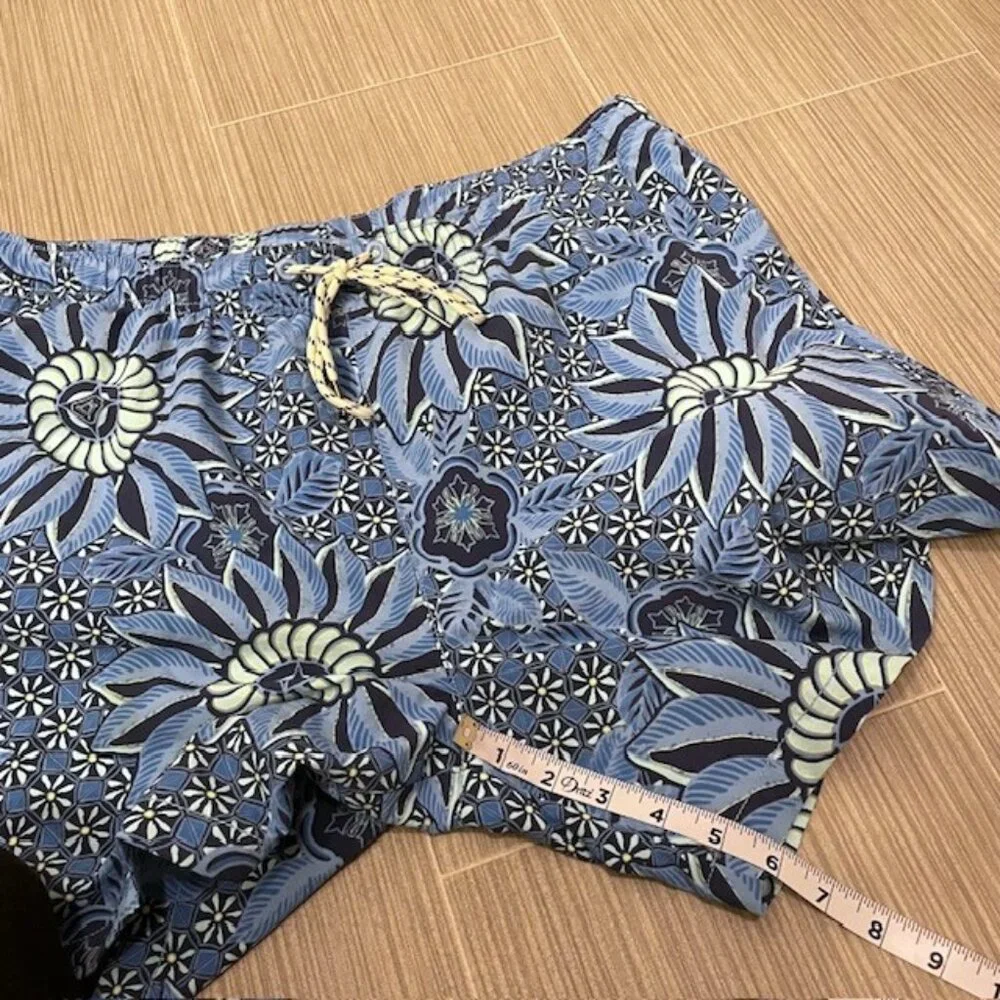 Men's Tommy Bahama Floral Printed Swim Trunks Blue Size Large Pockets Beach
